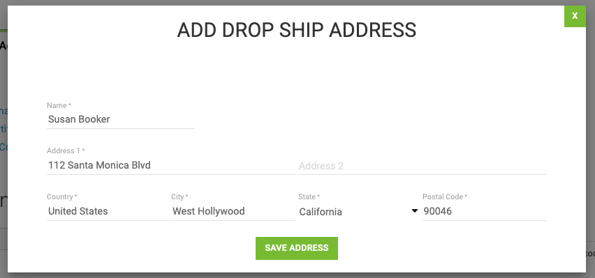 adding a drop ship address